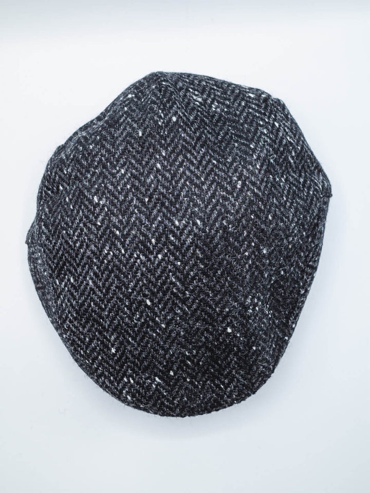 Donegal Herringbone Tweed Driving Cap - Charcoal