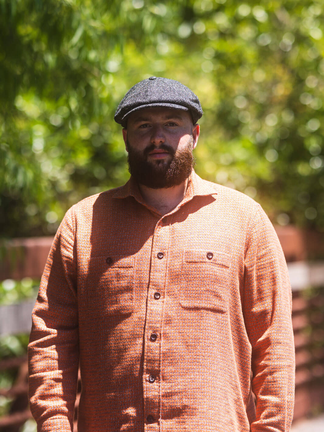 Herringbone Tweed Newsboy Cap - Gunmetal