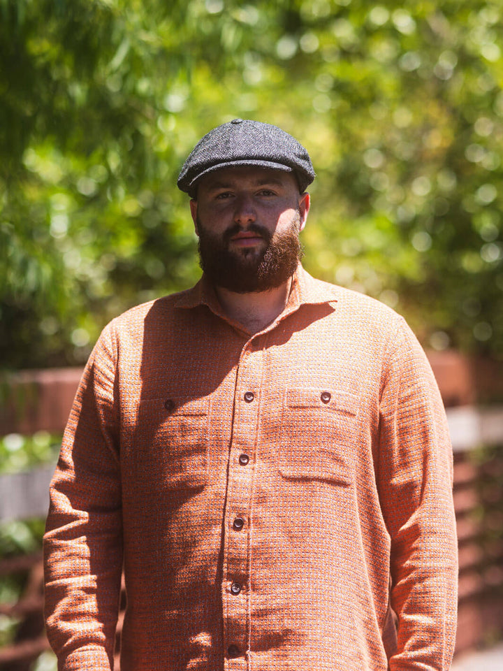 Herringbone Tweed Newsboy Cap - Gunmetal