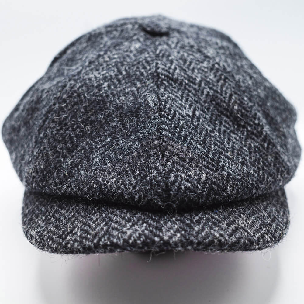 Herringbone Tweed Newsboy Cap - Gunmetal