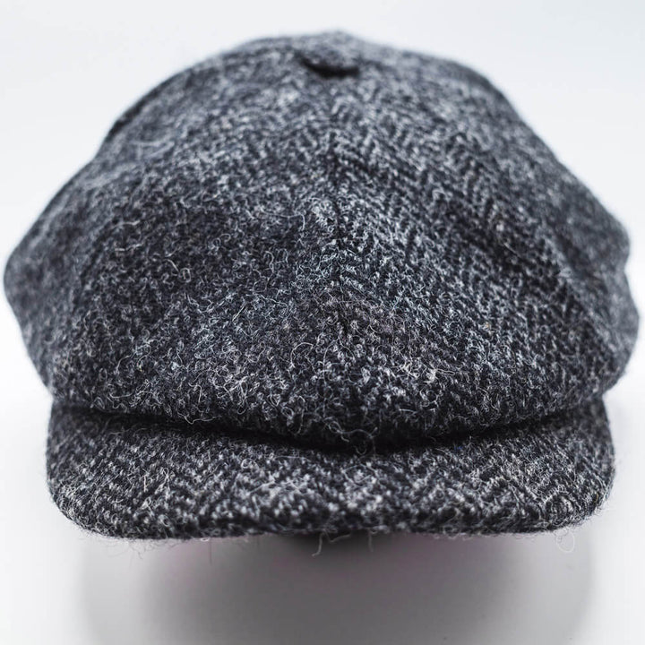 Herringbone Tweed Newsboy Cap - Gunmetal