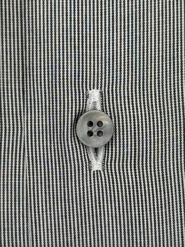Micro-Stripe Cotton Dress Shirt - Charcoal
