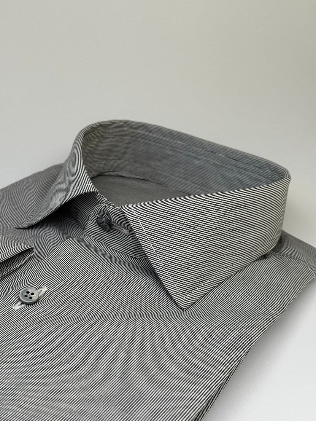 Micro-Stripe Cotton Dress Shirt - Charcoal