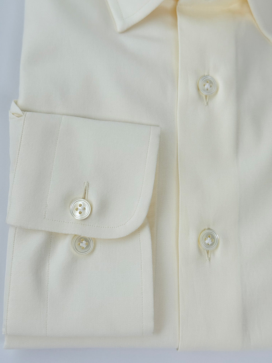 Cotton Twill Dress Shirt - Cream