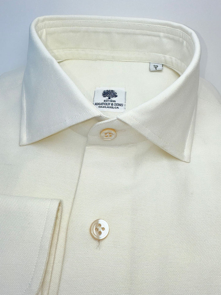 Cotton Oxford Dress Shirt - Cream