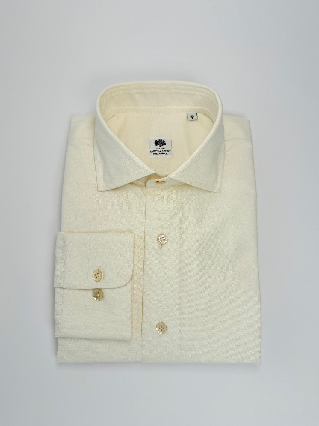 Cream Cotton Oxford Dress Shirt 18.5 US (47 EU)