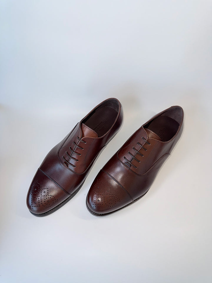 Dark Brown Medallion Cap-Toe Oxford - Box Calf