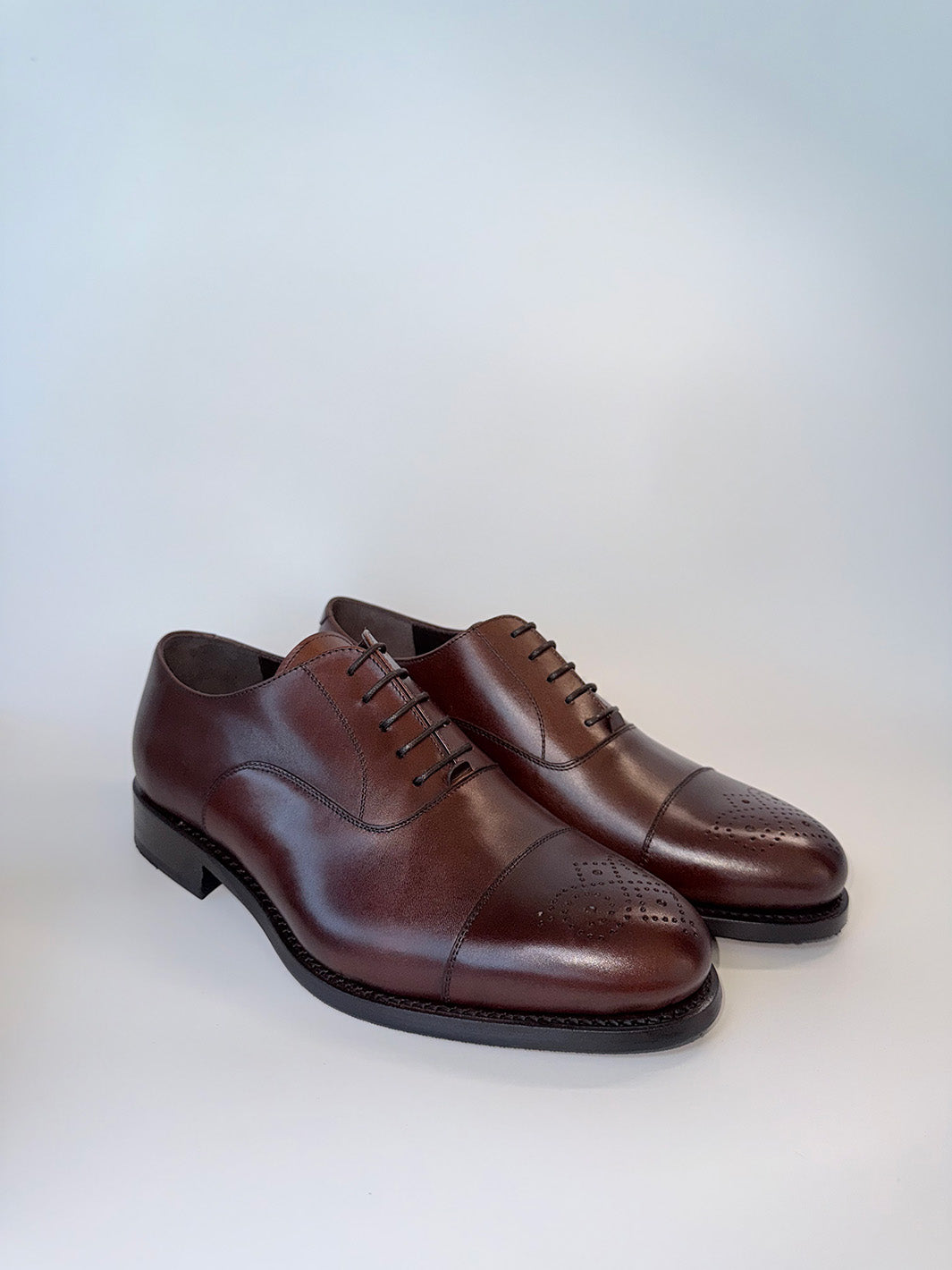Dark Brown Medallion Cap-Toe Oxford - Box Calf
