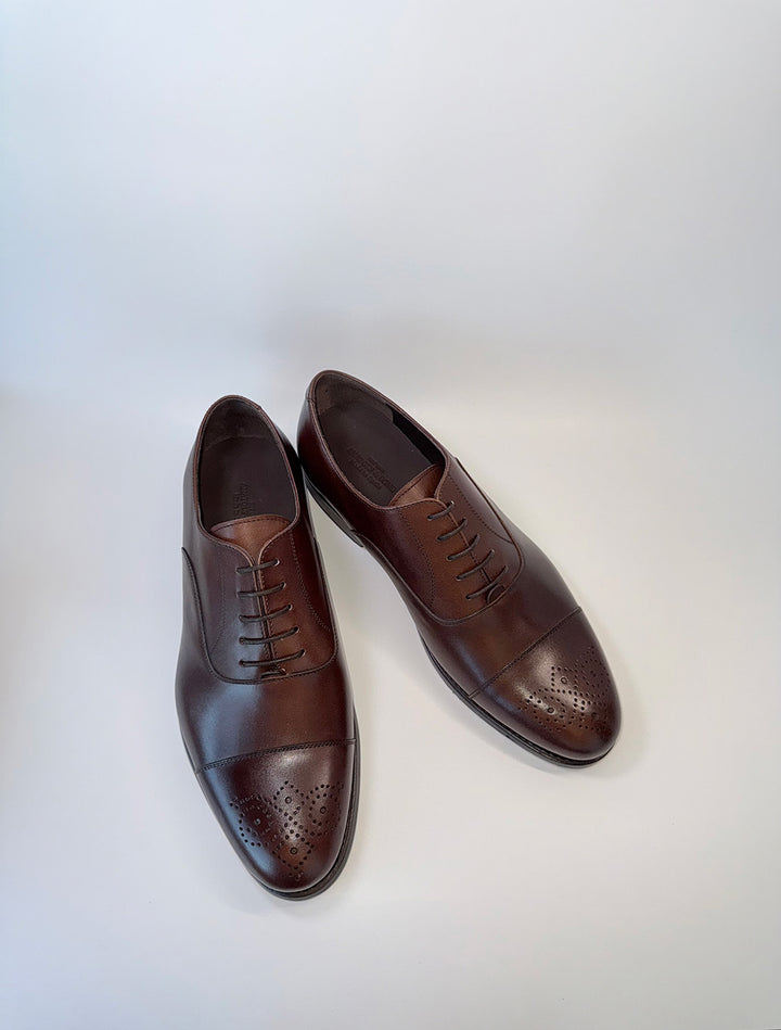 Dark Brown Medallion Cap-Toe Oxford - Box Calf