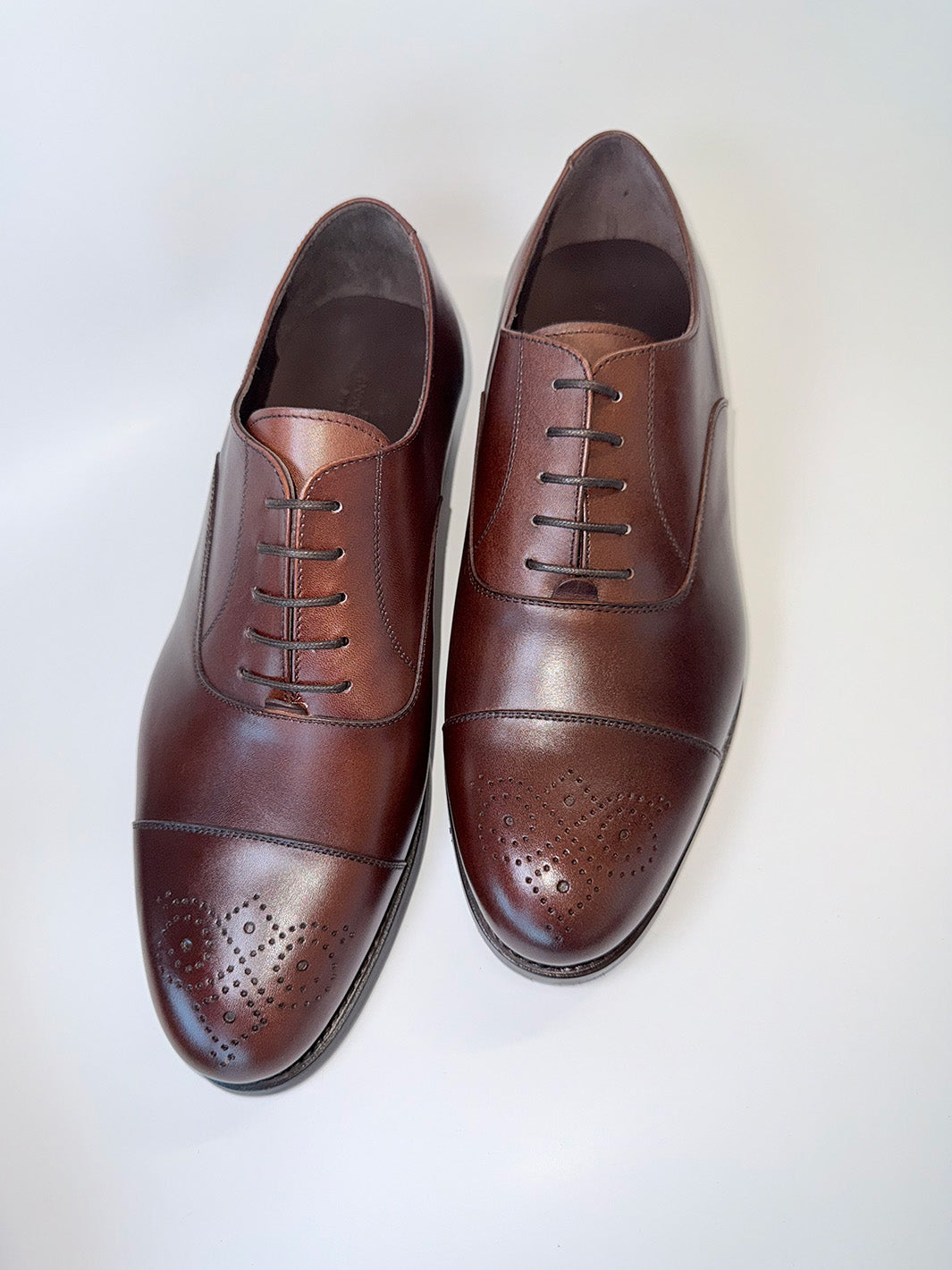Dark Brown Medallion Cap-Toe Oxford - Box Calf