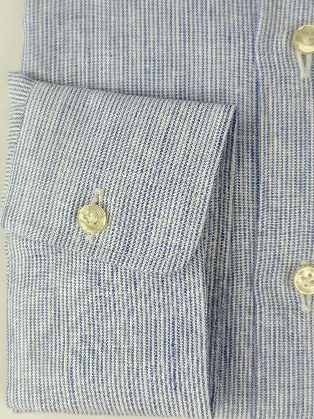 Mille Stripe Linen Dress Shirt - Blue