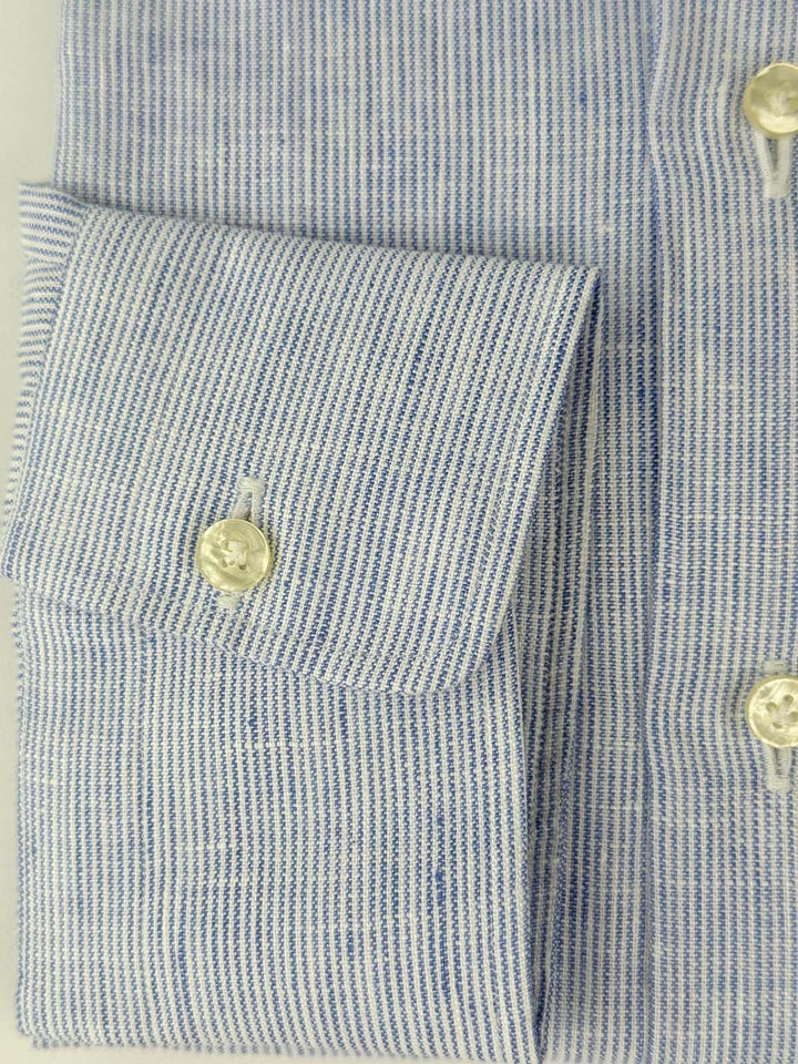 Mille Stripe Linen Dress Shirt - Blue