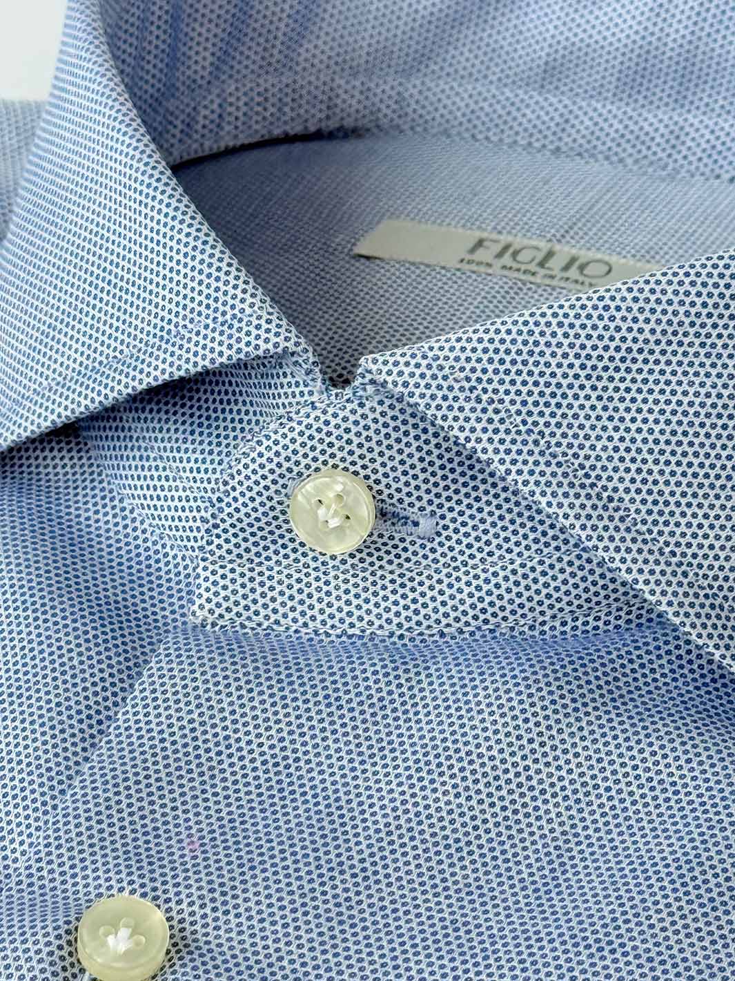 Micro-Floral Cotton Dress Shirt - Blue