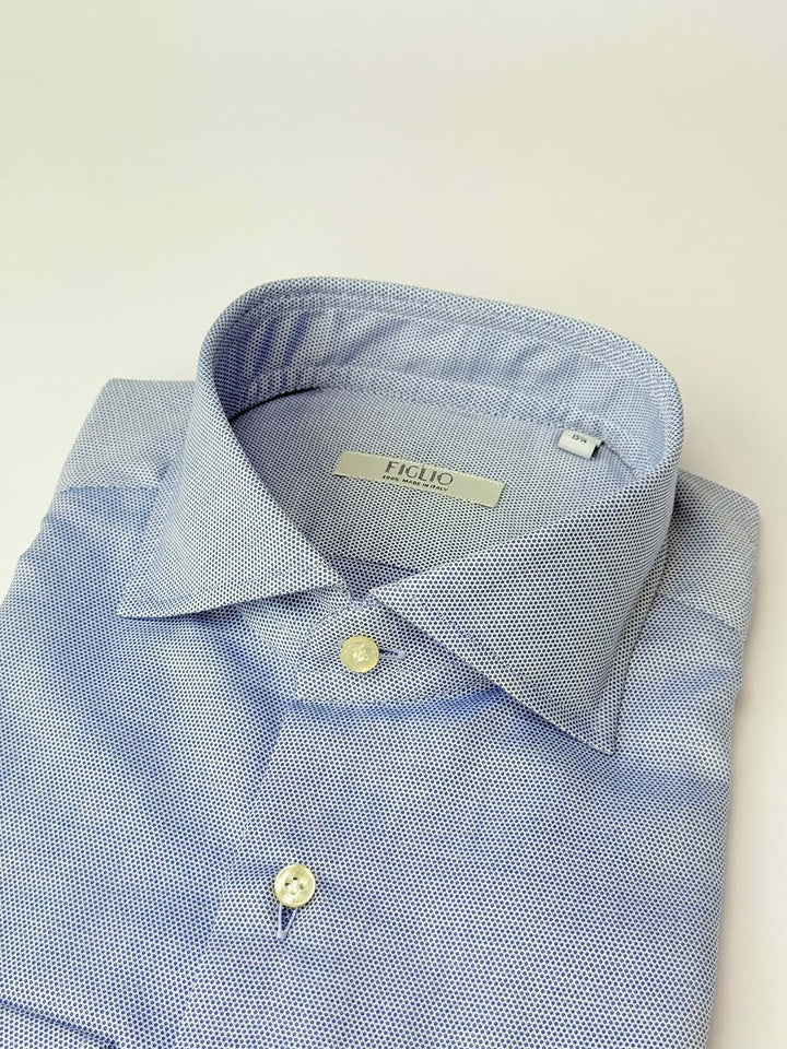Micro-Floral Cotton Dress Shirt - Blue