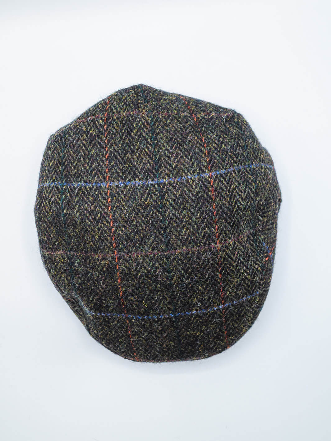 Herringbone Tweed Check Driving Cap - Green-Brown