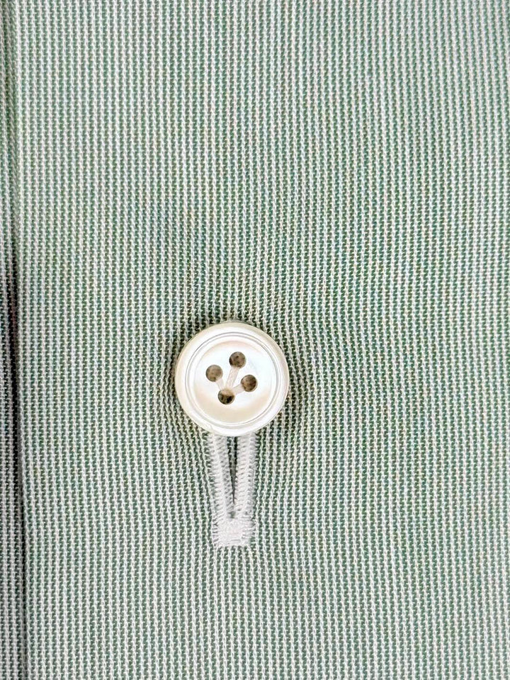 Micro-Stripe Cotton Dress Shirt - Green