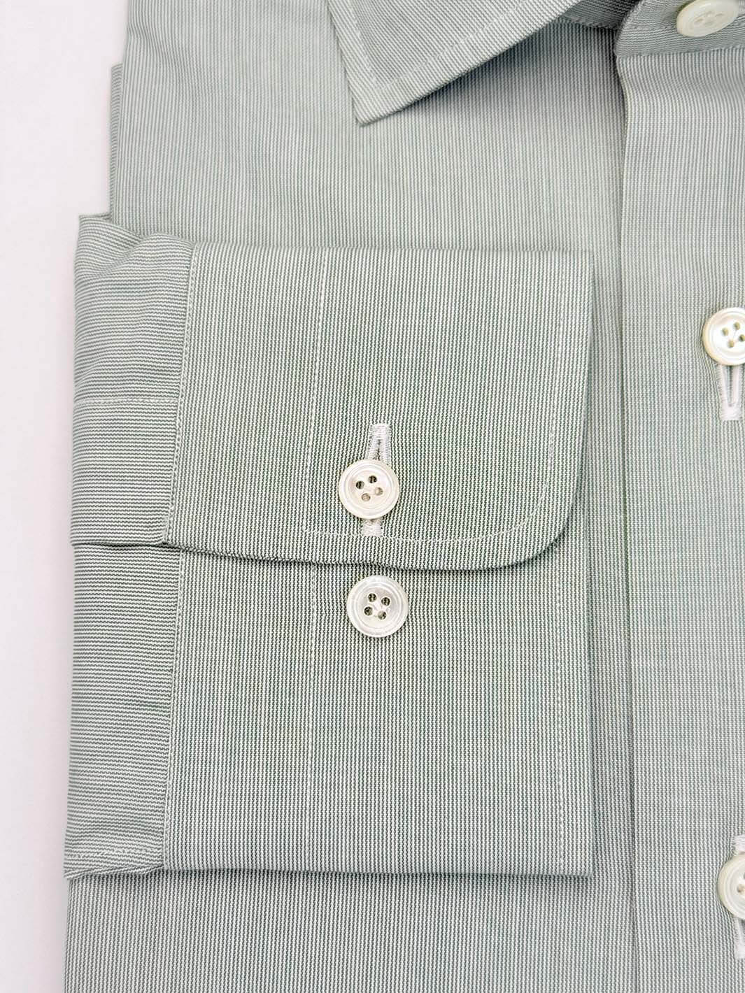 Micro-Stripe Cotton Dress Shirt - Green