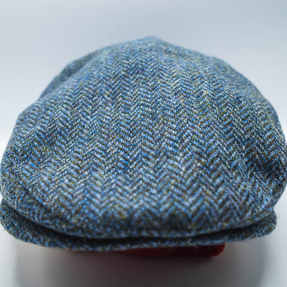 Herringbone Tweed Driving Cap - Blue-Green