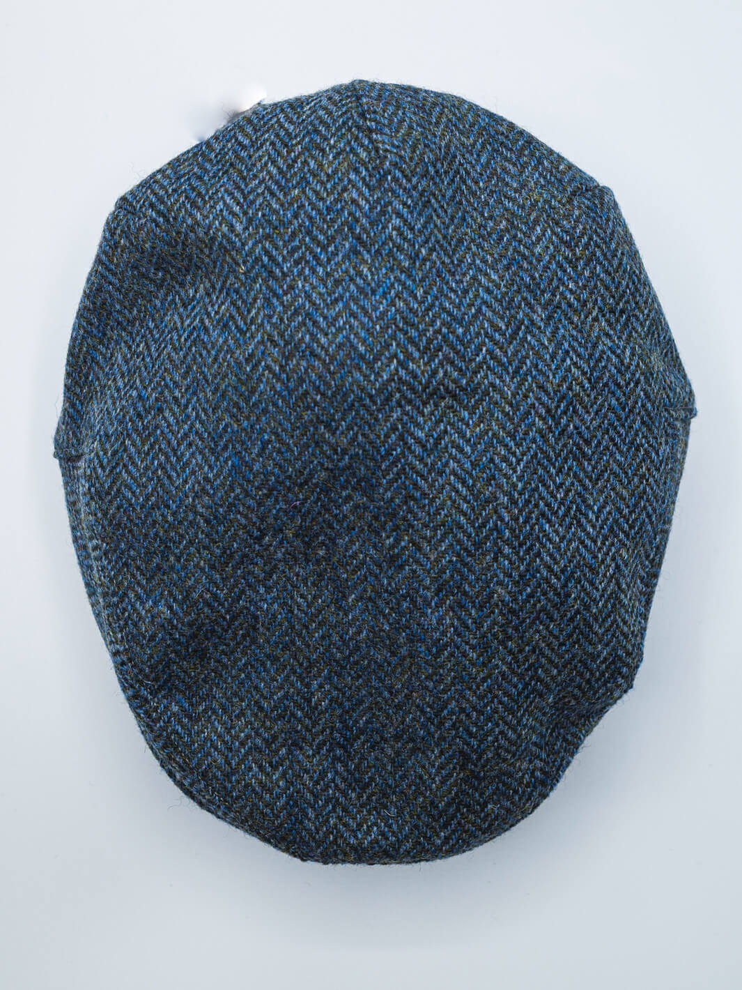 Herringbone Tweed Driving Cap - Blue-Grey