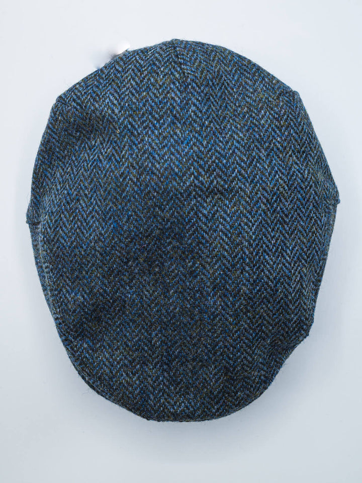 Herringbone Tweed Driving Cap - Blue-Green
