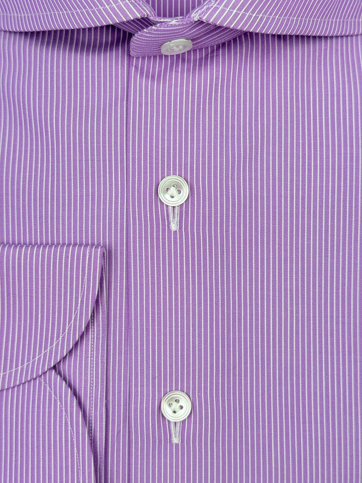 Pinstripe Cotton Dress Shirt - Lavender Purple