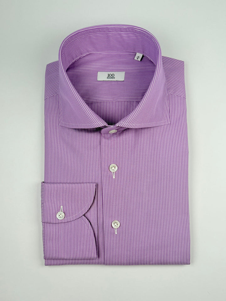 Pinstripe Cotton Dress Shirt - Lavender Purple