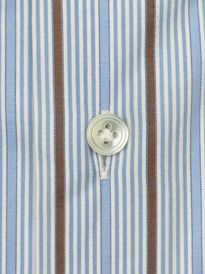 Multi-Stripe Cotton Shirt - Light Blue & Brown