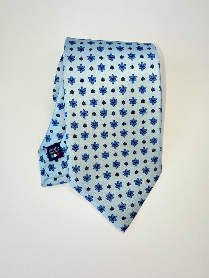 Silk Floral Tie - Light Blue