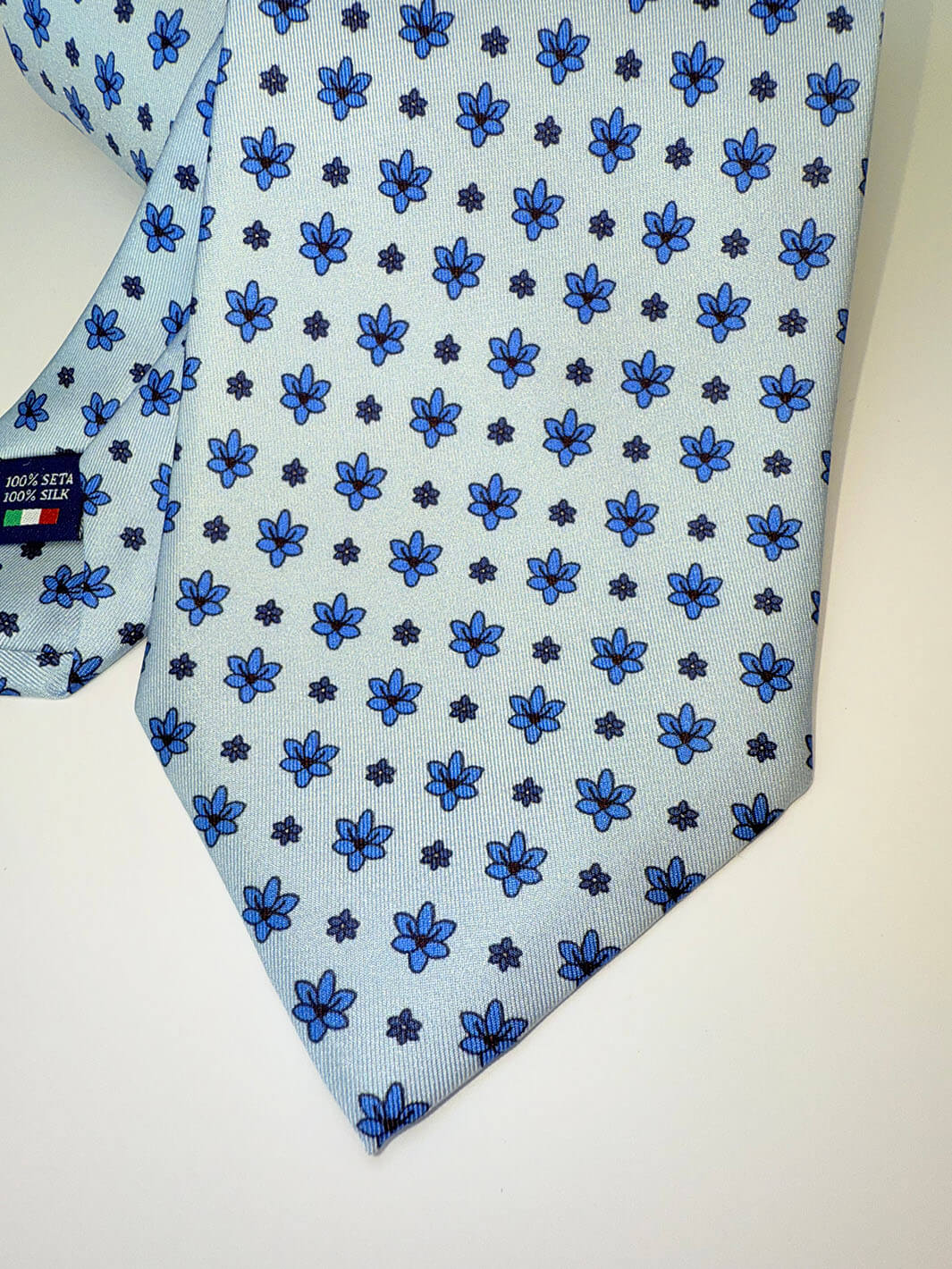 Silk Floral Tie - Light Blue