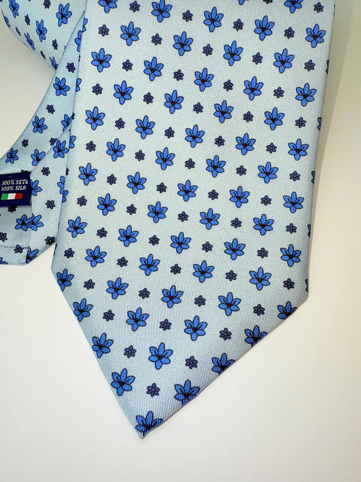 Silk Floral Tie - Light Blue