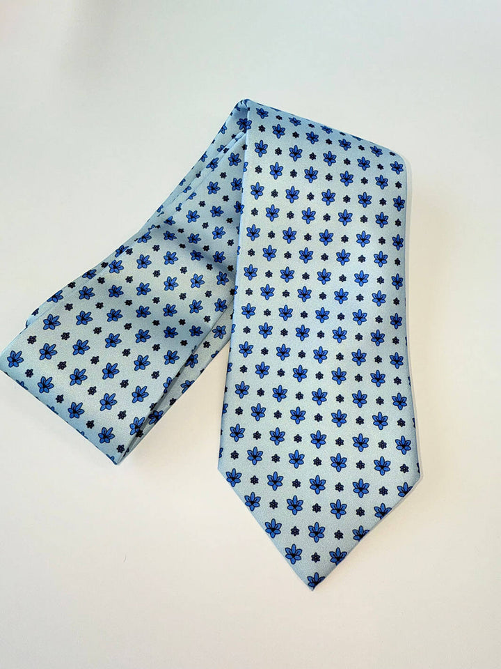 Silk Floral Tie - Light Blue