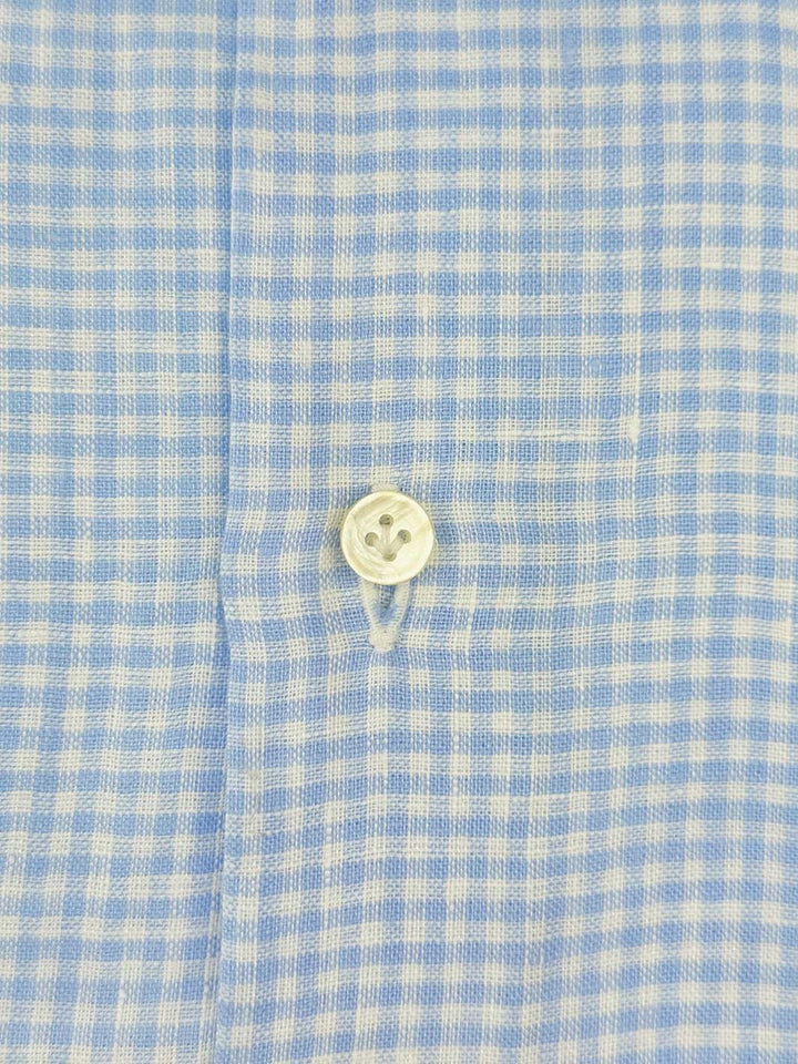 Gingham Button-Down Dress Shirt - Light Blue