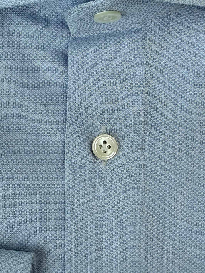 Cotton Honeycomb Dress Shirt - Mid Blue