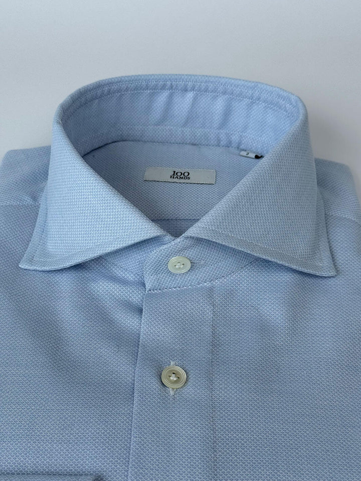Cotton Honeycomb Dress Shirt - Mid Blue