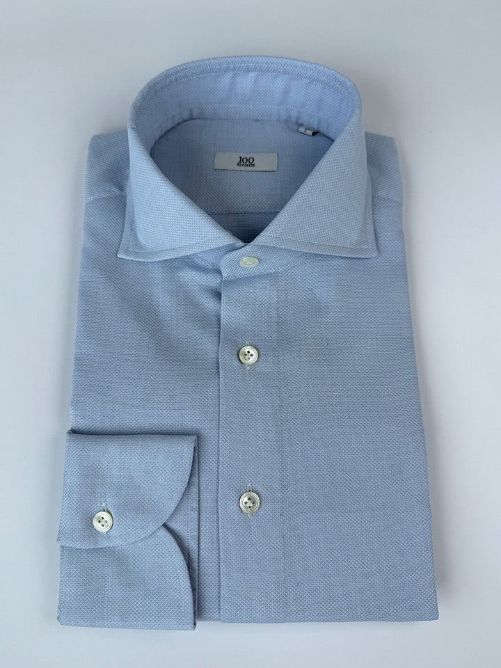 Cotton Honeycomb Dress Shirt - Mid Blue