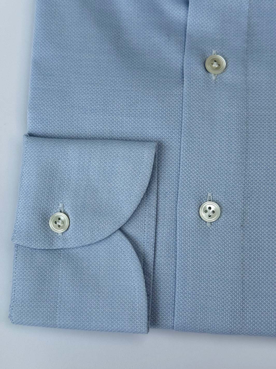 Cotton Honeycomb Dress Shirt - Mid Blue