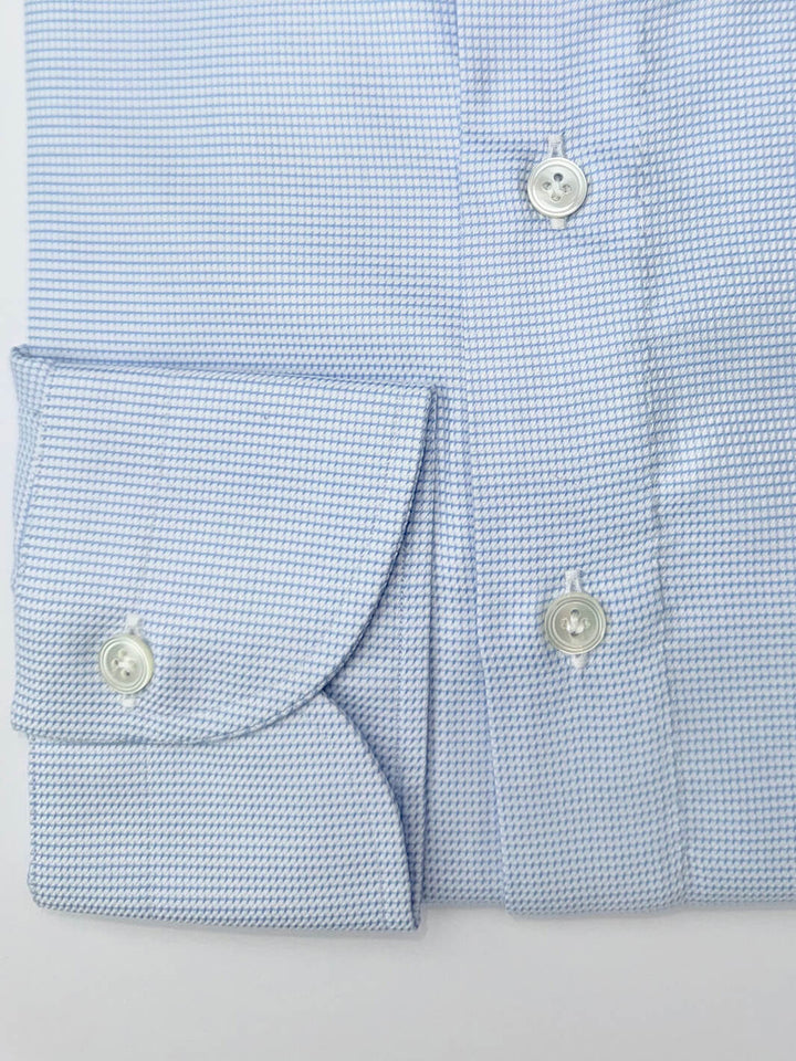 Cotton Houndstooth Dress Shirt - Light Blue