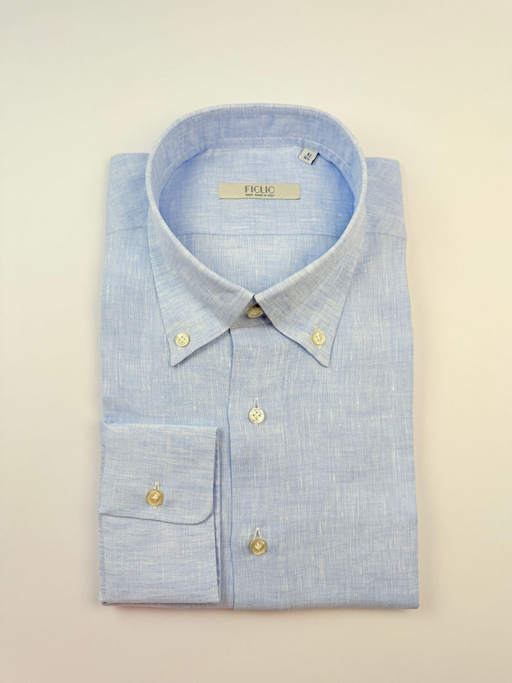 Linen Button-Down Shirt - Light Blue
