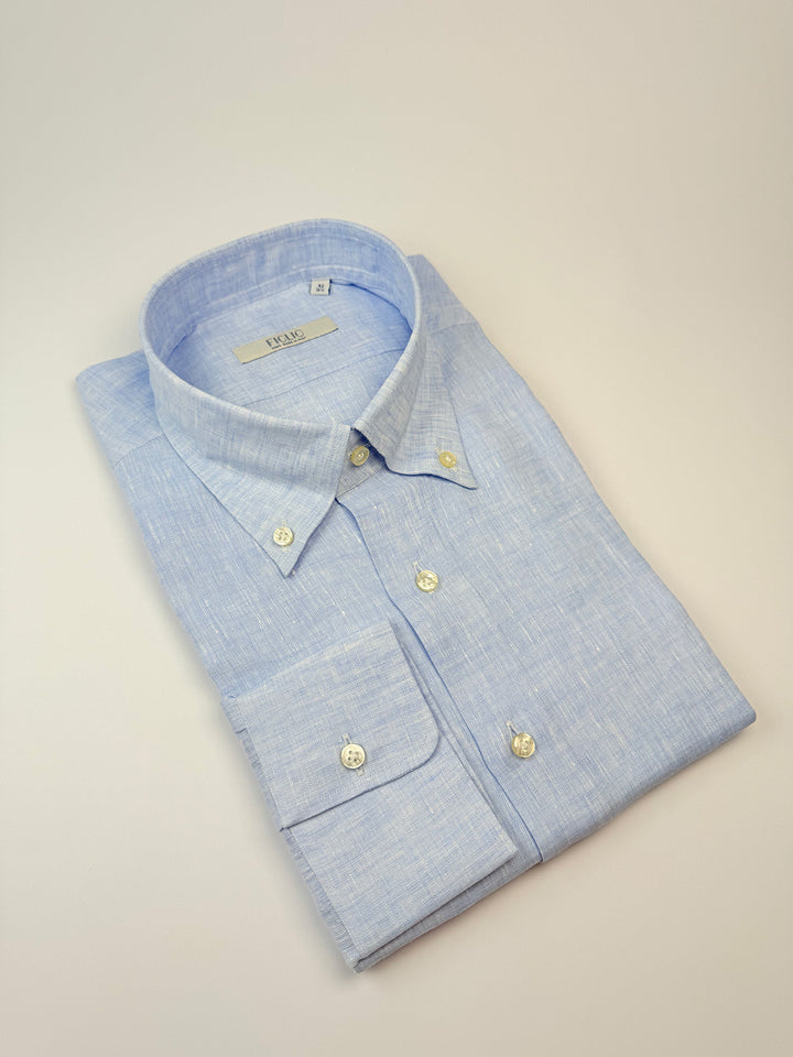 Linen Button-Down Shirt - Light Blue