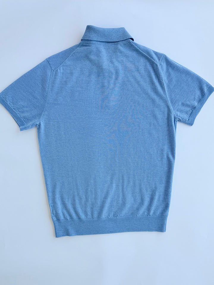 Extra Fine Merino Polo Shirt - Light Blue