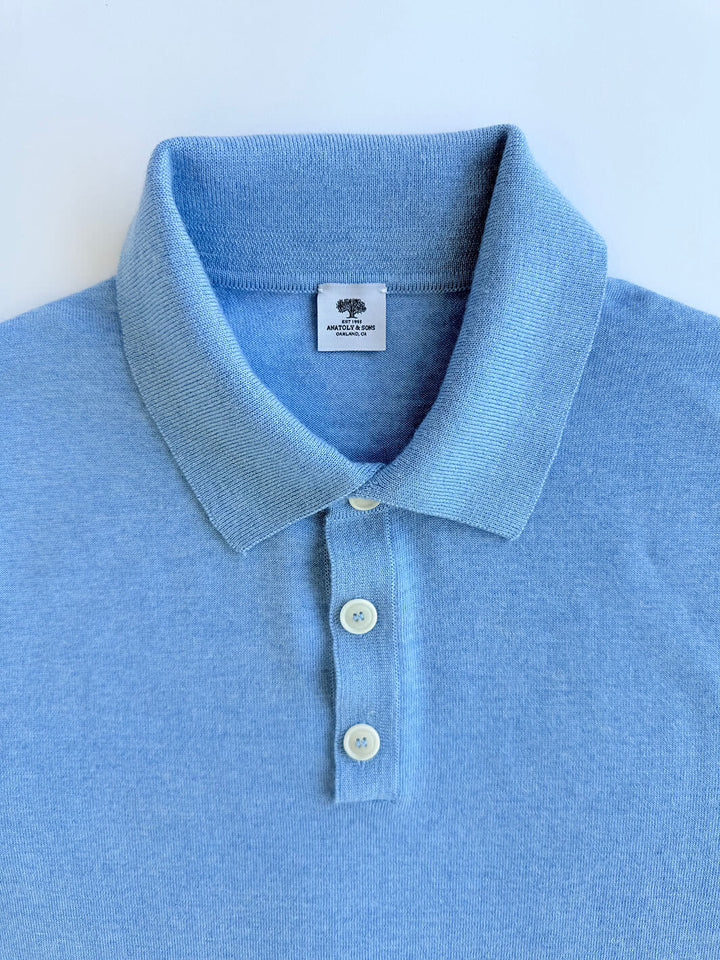 Extra Fine Merino Polo Shirt - Light Blue