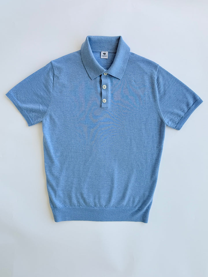 Extra Fine Merino Polo Shirt - Light Blue