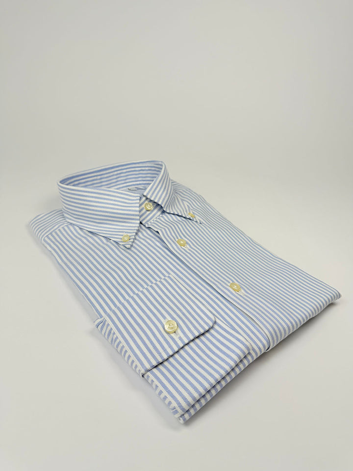 Striped Button-Down Oxford Shirt - Light Blue