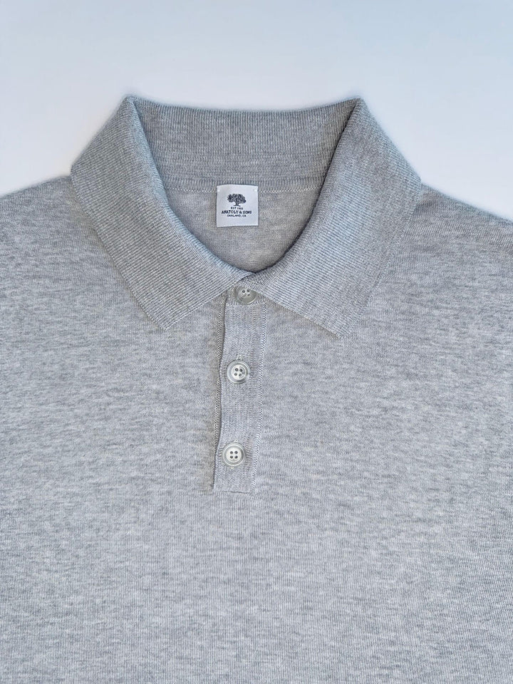 Extra Fine Merino Polo Shirt - Light Grey