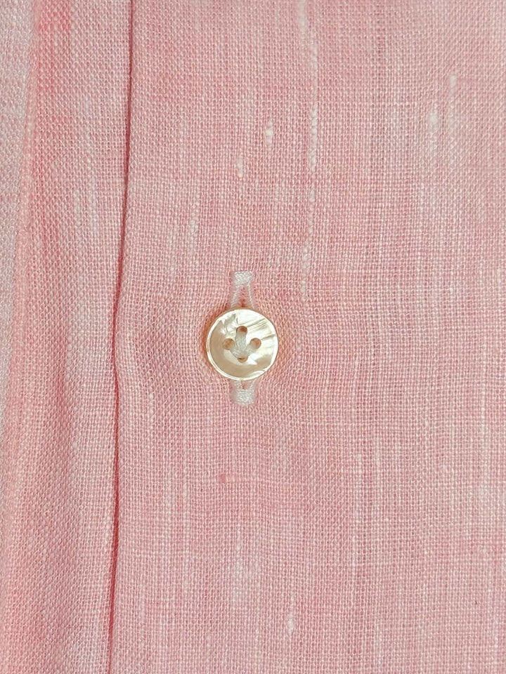 Linen Button-Down Dress Shirt - Light Pink