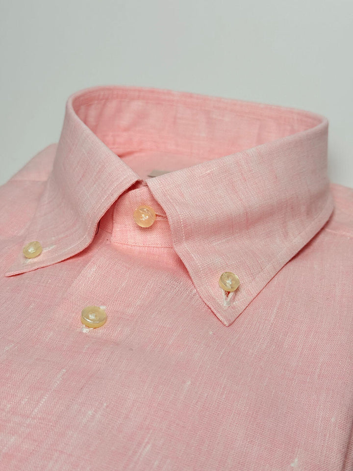 Linen Button-Down Dress Shirt - Light Pink