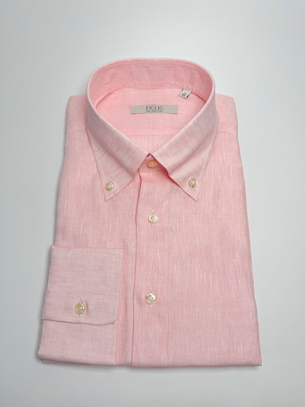 Linen Button-Down Dress Shirt - Light Pink