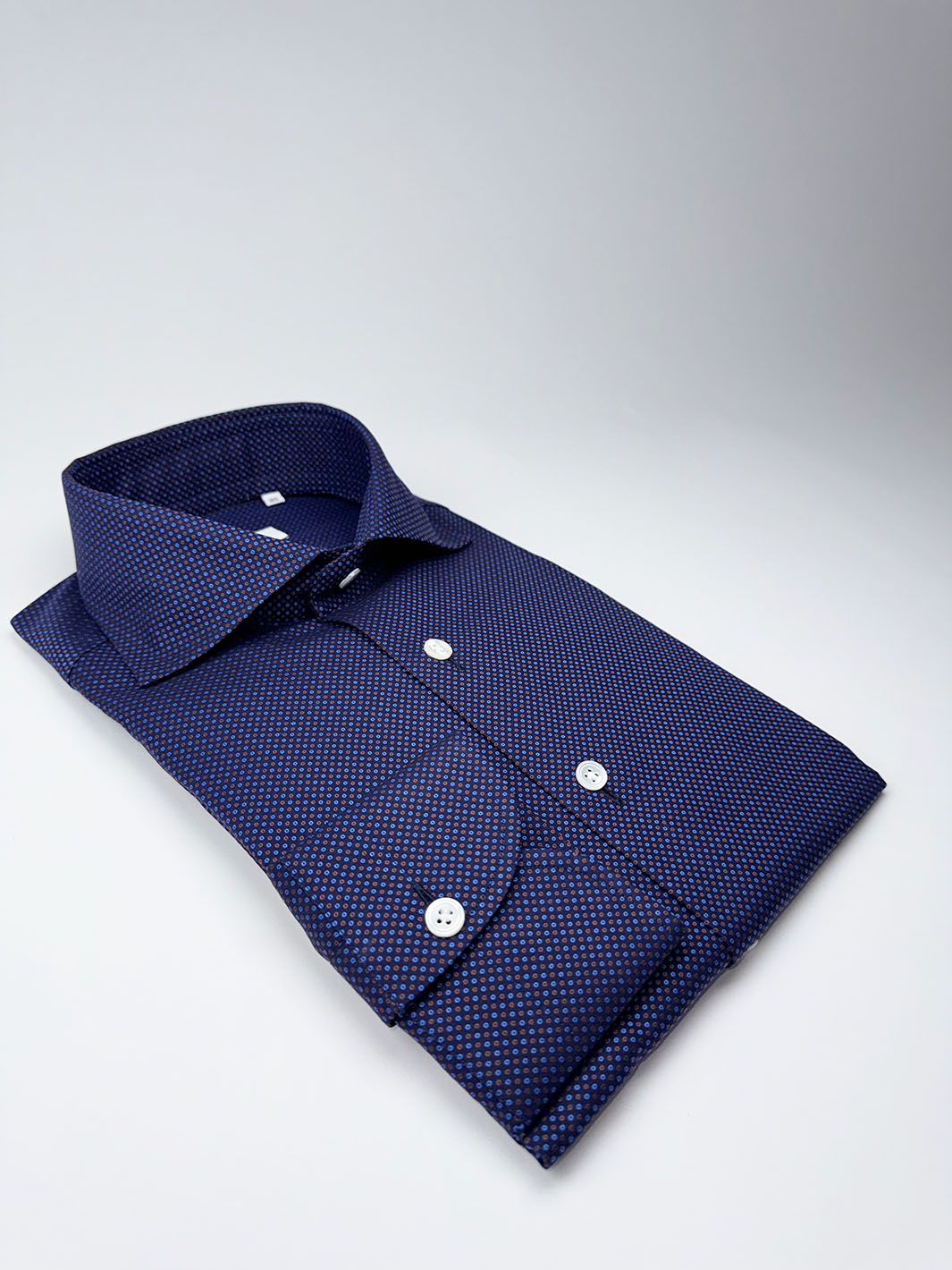 Micro-Floral Cotton Dress Shirt - Nile Blue