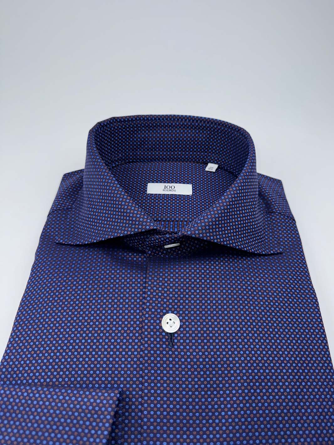 Micro-Floral Cotton Dress Shirt - Nile Blue