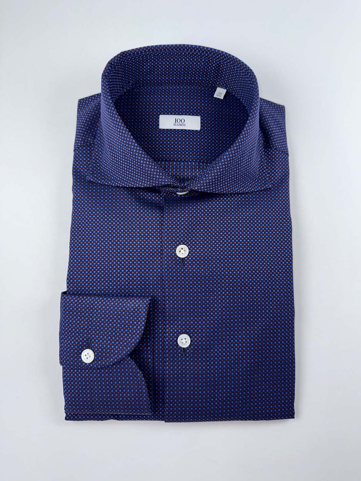 Micro-Floral Cotton Dress Shirt - Nile Blue